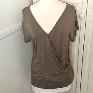 ✅Tahari Olive Army Green Wrap Front top Large Nursing